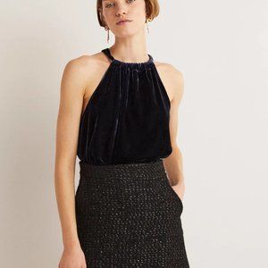 Boden black velvet halter top with tie back - Size 14R